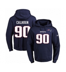 Football Men's New England Patriots #90 Shilique Calhoun Navy Blue Name & Number Pullover Hoodie