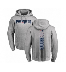 Football New England Patriots #25 Terrence Brooks Ash Backer Pullover Hoodie