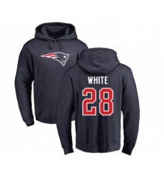 Football New England Patriots #28 James White Navy Blue Name & Number Logo Pullover Hoodie