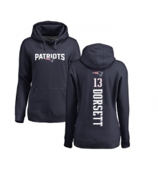 Football Women's New England Patriots #13 Phillip Dorsett Navy Blue Backer Pullover Hoodie