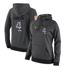 NFL Women Nike Arizona Cardinals #4 Phil Dawson Stitched Black Anthracite Salute to Service Player Performance Hoodie