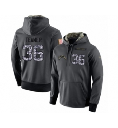 Football Men's Los Angeles Chargers #36 Roderic Teamer Stitched Black Anthracite Salute to Service Player Performance Hoodie