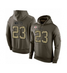 Football Men's Kansas City Chiefs #23 Armani Watts Green Salute To Service Pullover Hoodie