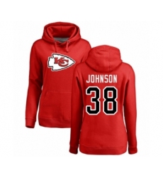 Football Women's Kansas City Chiefs #38 Dontae Johnson Red Name & Number Logo Pullover Hoodie