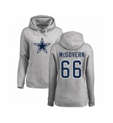 Football Women's Dallas Cowboys #66 Connor McGovern Ash Name & Number Logo Pullover Hoodie
