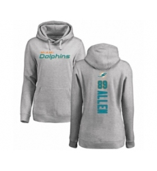 Football Women's Miami Dolphins #89 Dwayne Allen Ash Backer Pullover Hoodie