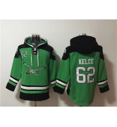 Mens Philadelphia Eagles #62 Jason Kelce Green Ageless Must-Have Lace-Up Pullover Hoodie
