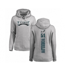Women's Philadelphia Eagles #51 Paul Worrilow Ash Backer Pullover Hoodie
