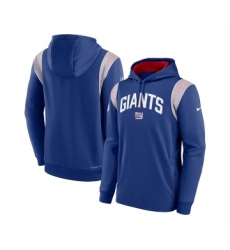 Mens New York Giants Blue Sideline Stack Performance Pullover Hoodie