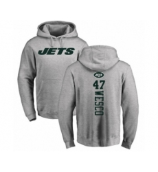 Football New York Jets #47 Trevon Wesco Ash Backer Pullover Hoodie