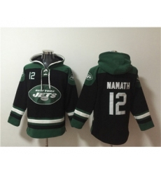 Men's New York Jets #12 Joe Namath Black Ageless Must-Have Lace-Up Pullover Hoodie