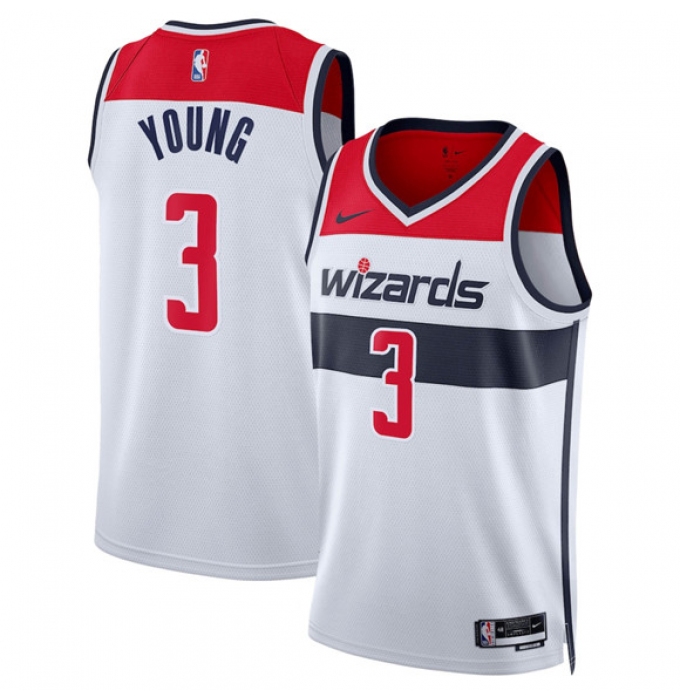 Men's Washington Wizards #3 CJ McCollum White Association Edition Stitched Basketball Jersey