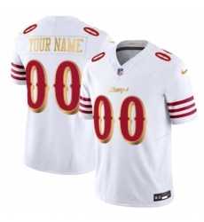 Men's San Francisco 49ers Active Player Custom White Gold 2025 F.U.S.E. “Rivalries” Vapor Limited Football Stitched Jersey