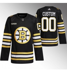 Men's Boston Bruins Custom Black With Rapid7 Patch 100th Anniversary Stitched Jersey
