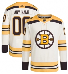 Men's Boston Bruins Custom Cream 100th Anniversary Stitched Jersey