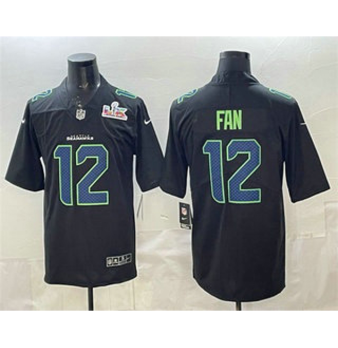 Men's Seattle Seahawks #12 Fan Limited Black Super Bowl LX Fashion Vapor Jersey