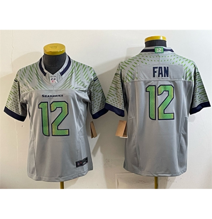 Women's Seattle Seahawks #12 Fan Grey 2025 F.U.S.E. “Rivalries” Vapor Untouchable Limited Stitched Football Jersey(Run Small)