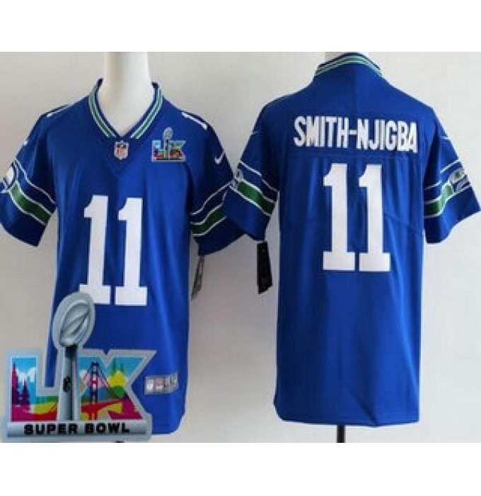 Youth Seattle Seahawks #11 Jaxon Smith Njigba Limited Blue Super Bowl LX Vapor Jersey