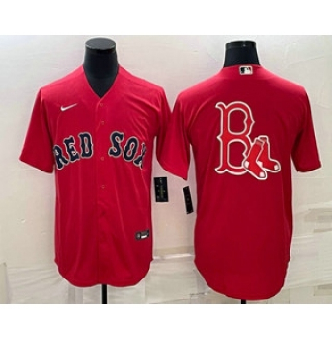Men's Boston Red Sox Big Logo Red Stitched MLB Cool Base Nike Jersey