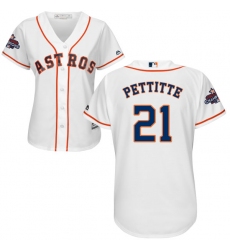 Women's Majestic Houston Astros #21 Andy Pettitte Replica White Home 2017 World Series Champions Cool Base MLB Jersey