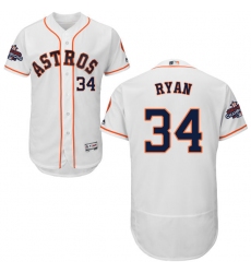 Men's Majestic Houston Astros #34 Nolan Ryan Authentic White Home 2017 World Series Champions Flex Base MLB Jersey