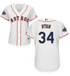 Women's Majestic Houston Astros #34 Nolan Ryan Replica White Home 2017 World Series Champions Cool Base MLB Jersey