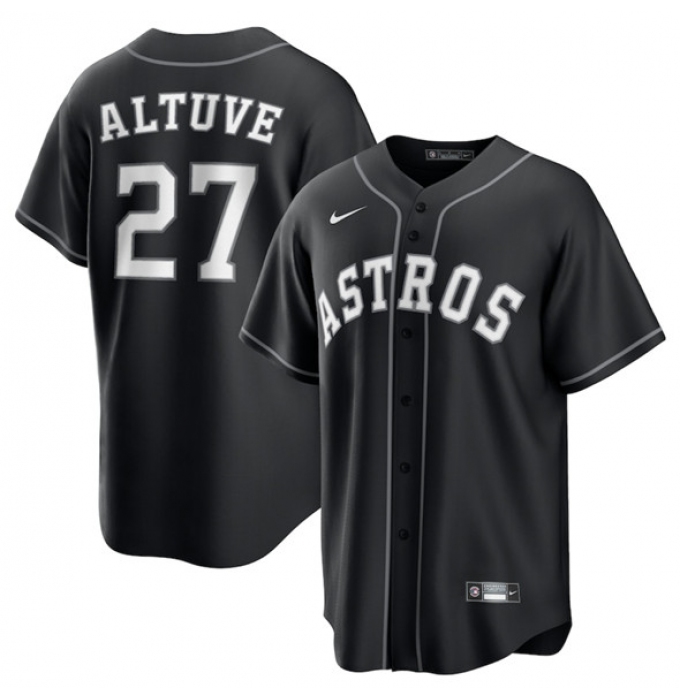 Men's Houston Astros #27 Jose Altuve Black Lights Out Limited Stitched Baseball Jersey