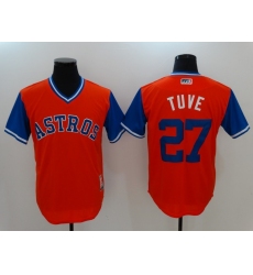 Men's Houston Astros #27 Jose Altuve Orange Throwback Stitched Baseball Jersey