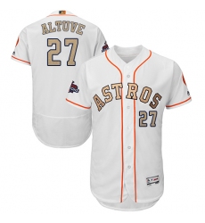 Men's Majestic Houston Astros #27 Jose Altuve White 2018 Gold Program Flex Base Authentic Collection MLB Jersey
