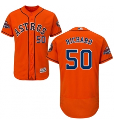 Men's Majestic Houston Astros #50 J.R. Richard Authentic Orange Alternate 2017 World Series Champions Flex Base MLB Jersey