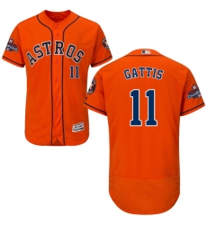 Men's Majestic Houston Astros #11 Evan Gattis Authentic Orange Alternate 2017 World Series Champions Flex Base MLB Jersey