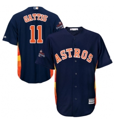 Men's Majestic Houston Astros #11 Evan Gattis Replica Navy Blue Alternate 2017 World Series Champions Cool Base MLB Jersey