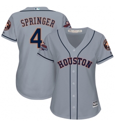 Women's Majestic Houston Astros #4 George Springer Replica Grey Road 2017 World Series Champions Cool Base MLB Jersey