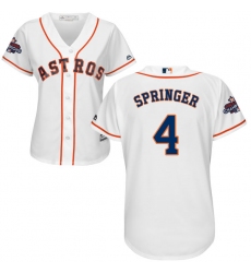 Women's Majestic Houston Astros #4 George Springer Replica White Home 2017 World Series Champions Cool Base MLB Jersey