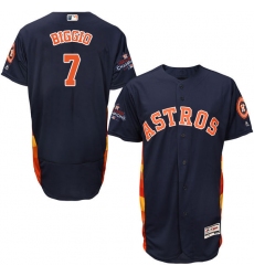 Men's Majestic Houston Astros #7 Craig Biggio Authentic Navy Blue Alternate 2017 World Series Champions Flex Base MLB Jersey