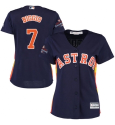 Women's Majestic Houston Astros #7 Craig Biggio Replica Navy Blue Alternate 2017 World Series Champions Cool Base MLB Jersey