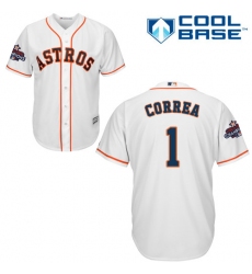 Youth Majestic Houston Astros #1 Carlos Correa Replica White Home 2017 World Series Champions Cool Base MLB Jersey