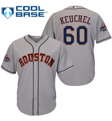 Men's Majestic Houston Astros #60 Dallas Keuchel Replica Grey Road 2017 World Series Champions Cool Base MLB Jersey