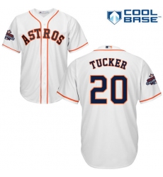 Men's Majestic Houston Astros #20 Preston Tucker Replica White Home 2017 World Series Champions Cool Base MLB Jersey