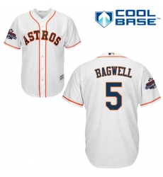 Men's Majestic Houston Astros #5 Jeff Bagwell Replica White Home 2017 World Series Champions Cool Base MLB Jersey