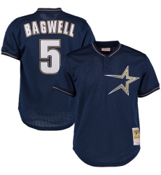 Men's Mitchell and Ness 1997 Houston Astros #5 Jeff Bagwell Replica Navy Blue Throwback MLB Jersey