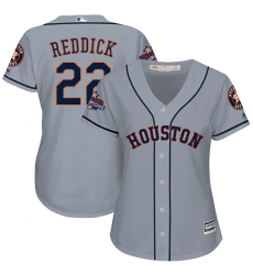 Women's Majestic Houston Astros #22 Josh Reddick Replica Grey Road 2017 World Series Champions Cool Base MLB Jersey