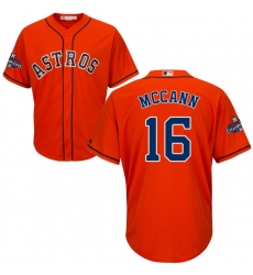 Men's Majestic Houston Astros #16 Brian McCann Replica Orange Alternate 2017 World Series Champions Cool Base MLB Jersey