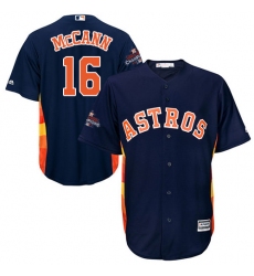 Youth Majestic Houston Astros #16 Brian McCann Replica Navy Blue Alternate 2017 World Series Champions Cool Base MLB Jersey