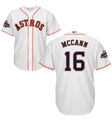 Youth Majestic Houston Astros #16 Brian McCann Replica White Home 2017 World Series Champions Cool Base MLB Jersey