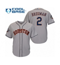 Youth Houston Astros #2 Alex Bregman Authentic Grey Road Cool Base 2019 World Series Bound Baseball Jersey