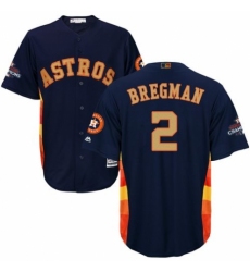 Youth Majestic Houston Astros #2 Alex Bregman Authentic Navy Blue Alternate 2018 Gold Program Cool Base MLB Jersey
