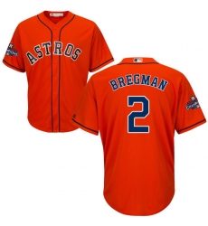 Youth Majestic Houston Astros #2 Alex Bregman Replica Orange Alternate 2017 World Series Champions Cool Base MLB Jersey