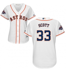 Women's Majestic Houston Astros #33 Mike Scott Replica White Home 2017 World Series Champions Cool Base MLB Jersey