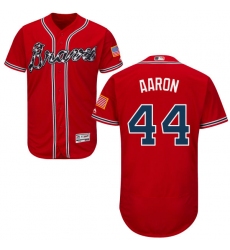 Men's Majestic Atlanta Braves #44 Hank Aaron Red Alternate Flex Base Authentic Collection MLB Jersey